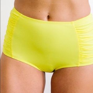 Lime Ricki High Waisted Ruched Swim Bottoms